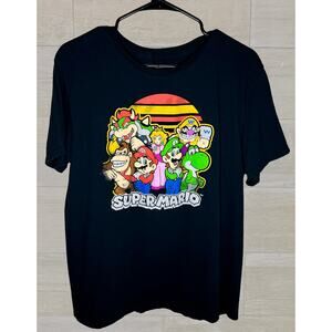 Super Mario Nintendo Characters Black T-Shirt Short Sleeve